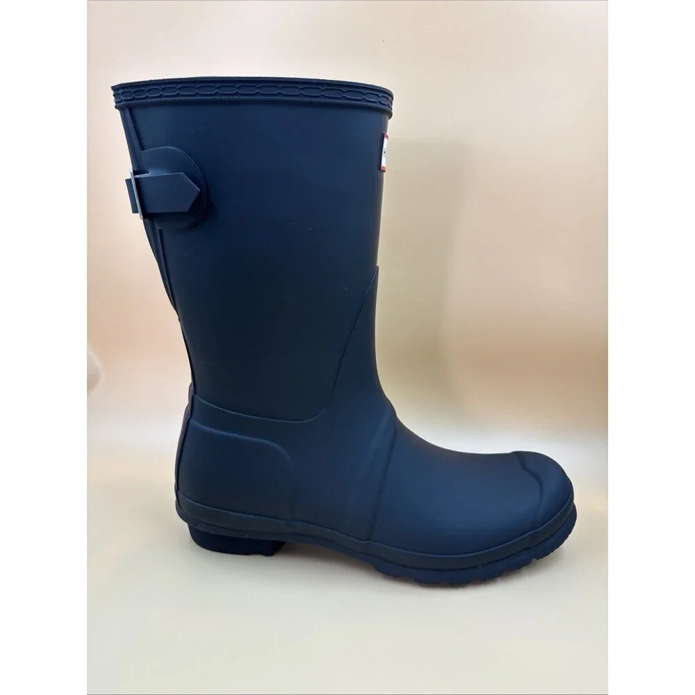 New Hunter Women's Black Original Short Back Adjustable Waterproof Rain Boots 10